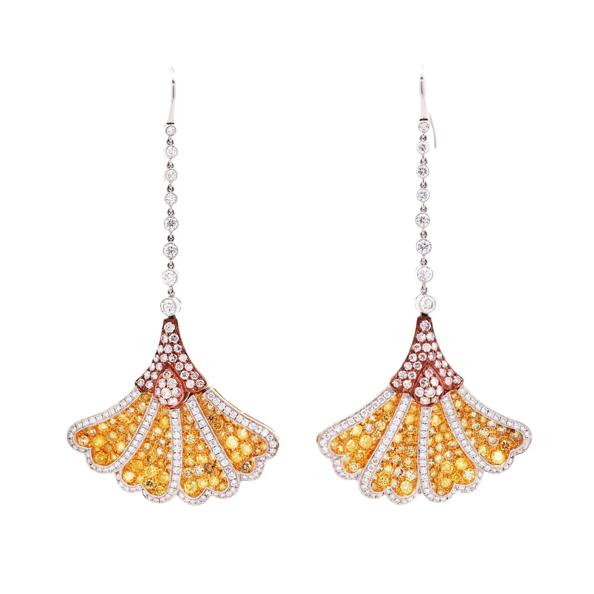 18K Gold Yellow Sapphire Diamond Earrings