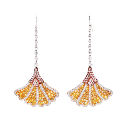 18K Gold Yellow Sapphire Diamond Earrings