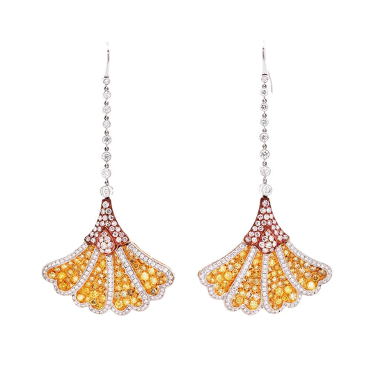 18K Gold Yellow Sapphire Diamond Earrings