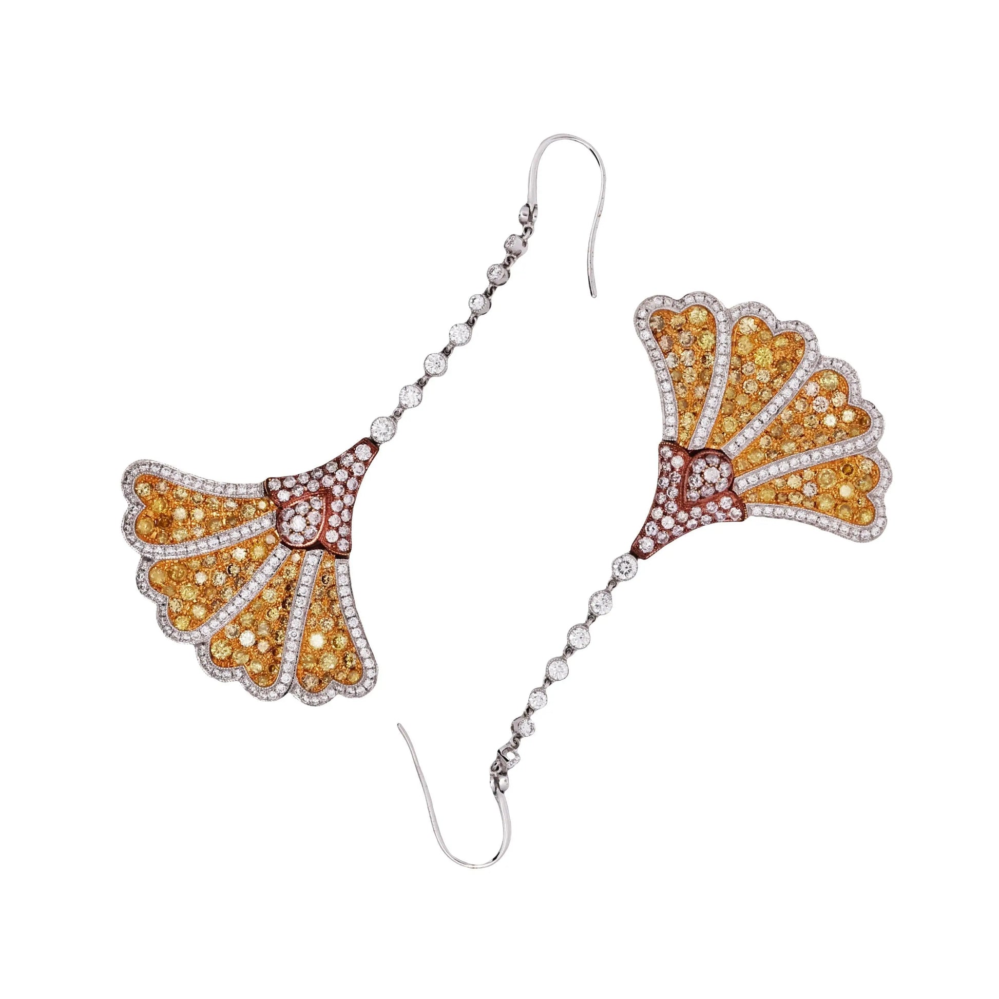 18K Gold Yellow Sapphire Diamond Earrings