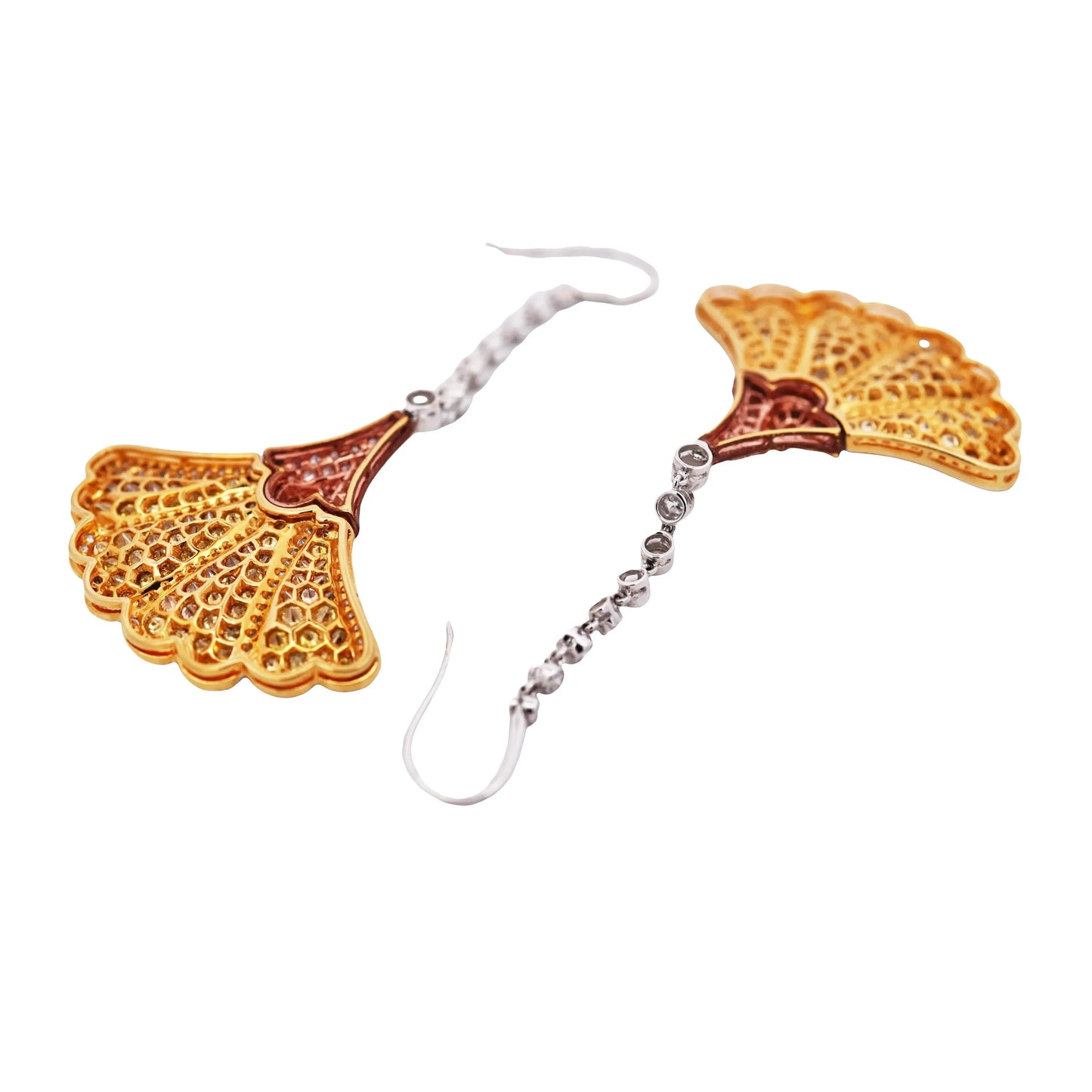 18K Gold Yellow Sapphire Diamond Earrings