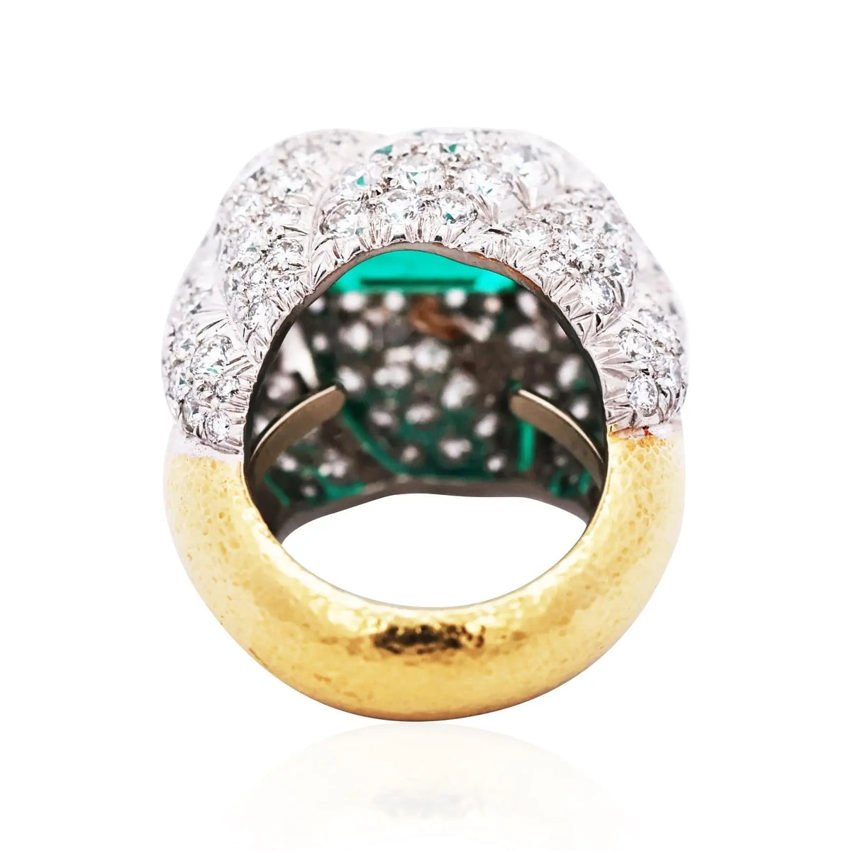David Webb, Platinum 18K Gold 7.20ct Colombia Minor Emerald Diamond Ring, AGL