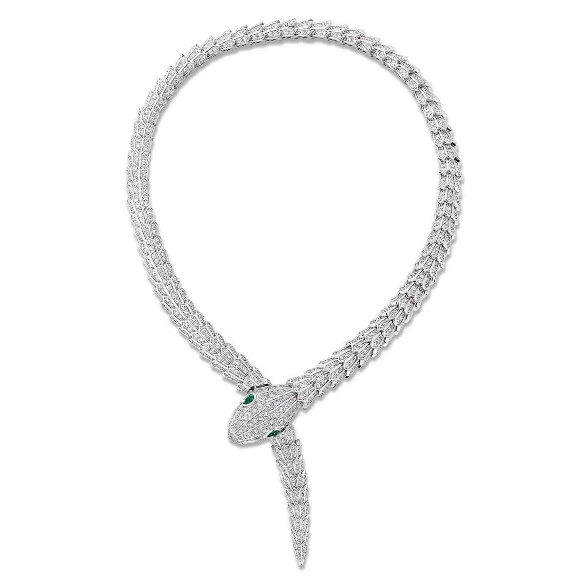 Bvlgari, 18K White Gold Diamond Serpenti Necklace, Certificate