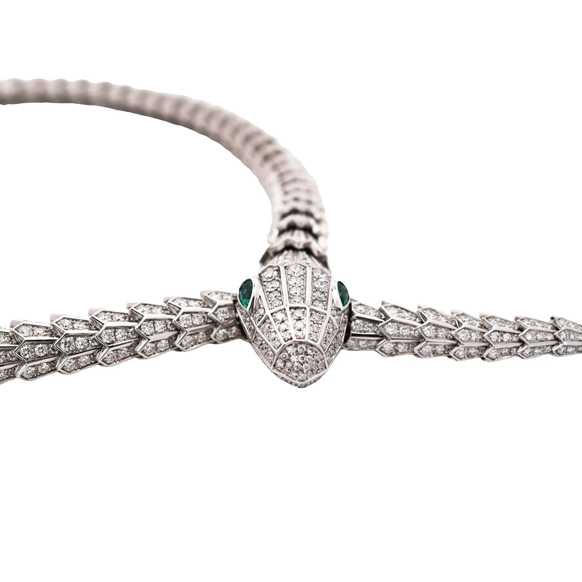 Bvlgari, 18K White Gold Diamond Serpenti Necklace, Certificate