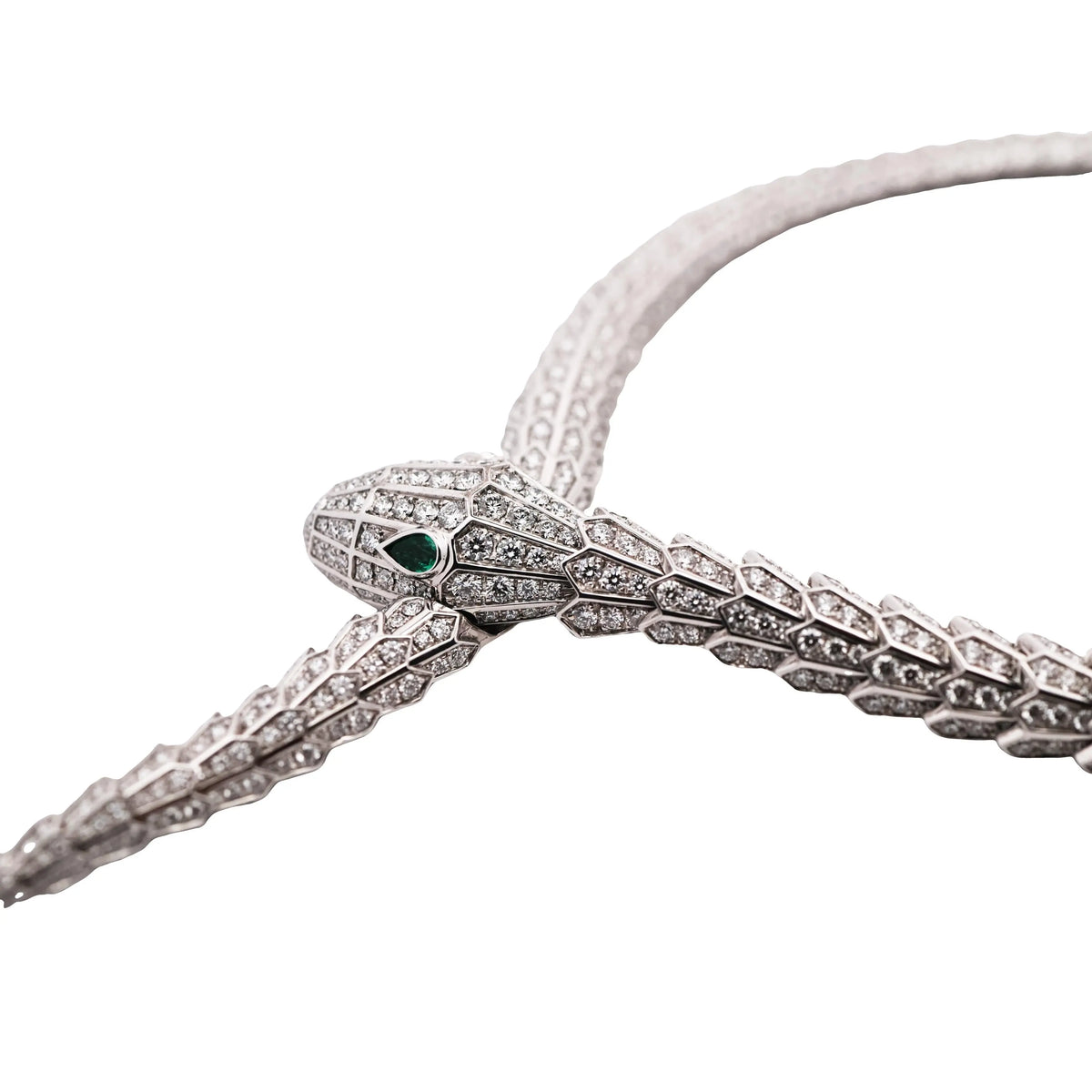 Bvlgari, 18K White Gold Diamond Serpenti Necklace, Certificate