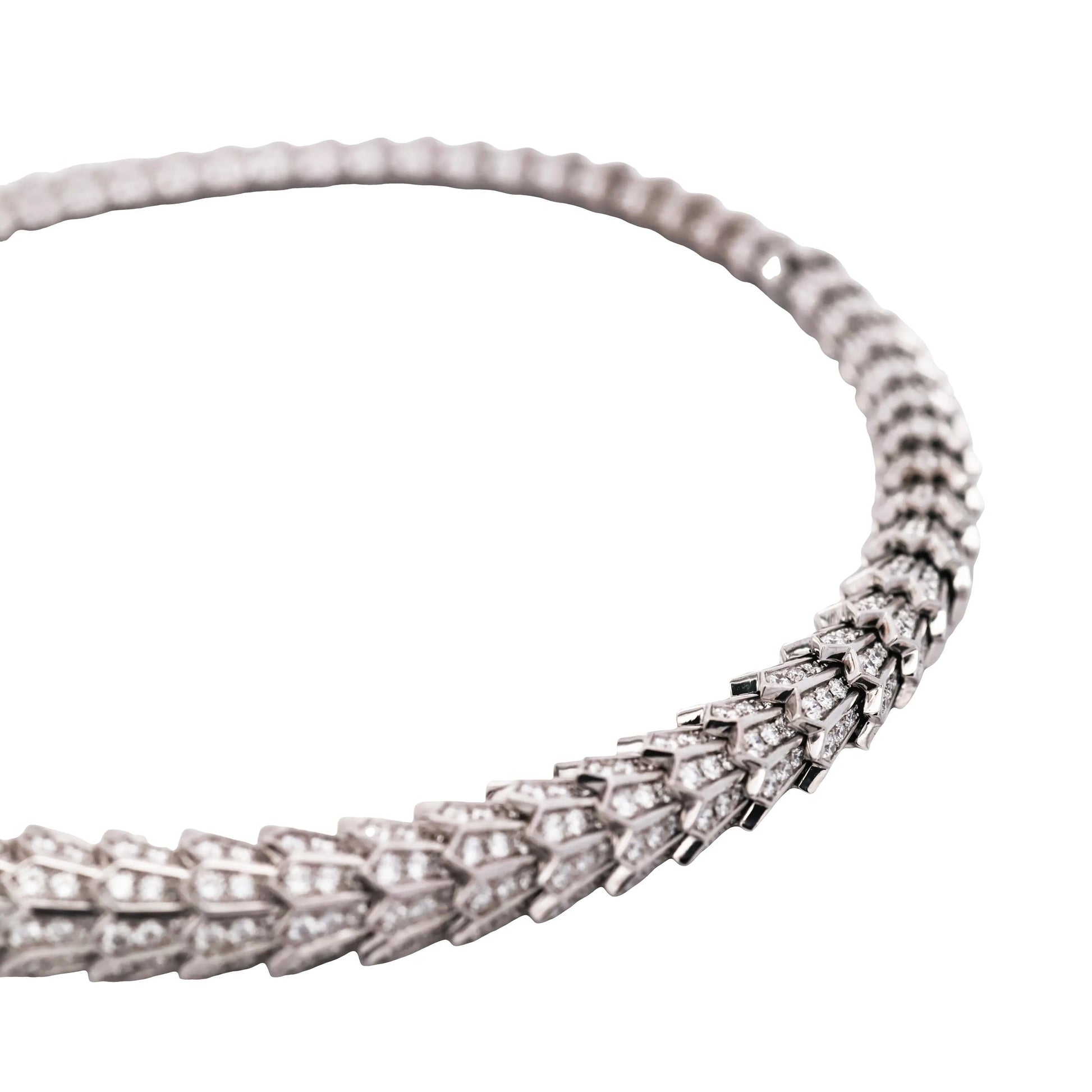 Bvlgari, 18K White Gold Diamond Serpenti Necklace, Certificate