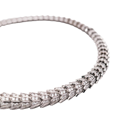 Bvlgari, 18K White Gold Diamond Serpenti Necklace, Certificate