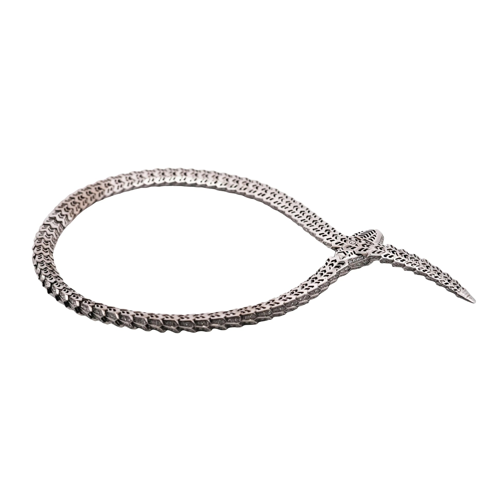 Bvlgari, 18K White Gold Diamond Serpenti Necklace, Certificate