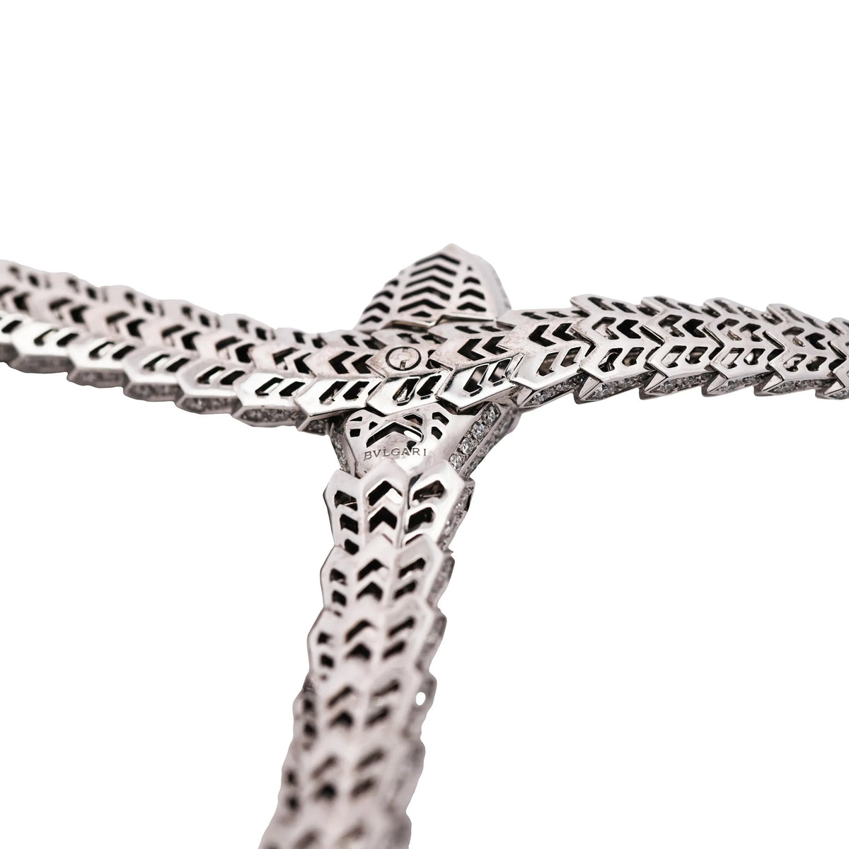 Bvlgari, 18K White Gold Diamond Serpenti Necklace, Certificate