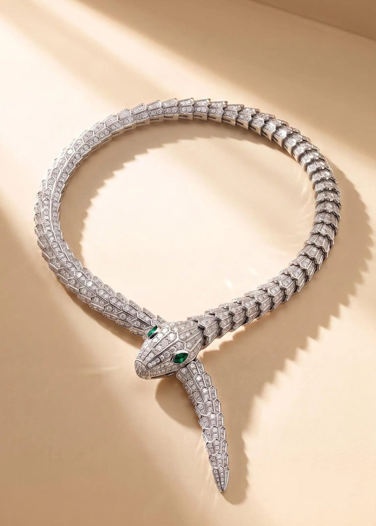 Bvlgari, 18K White Gold Diamond Serpenti Necklace, Certificate
