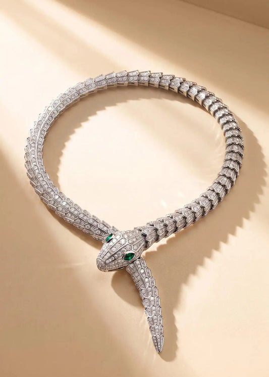 Bvlgari, 18K White Gold Diamond Serpenti Necklace, Certificate
