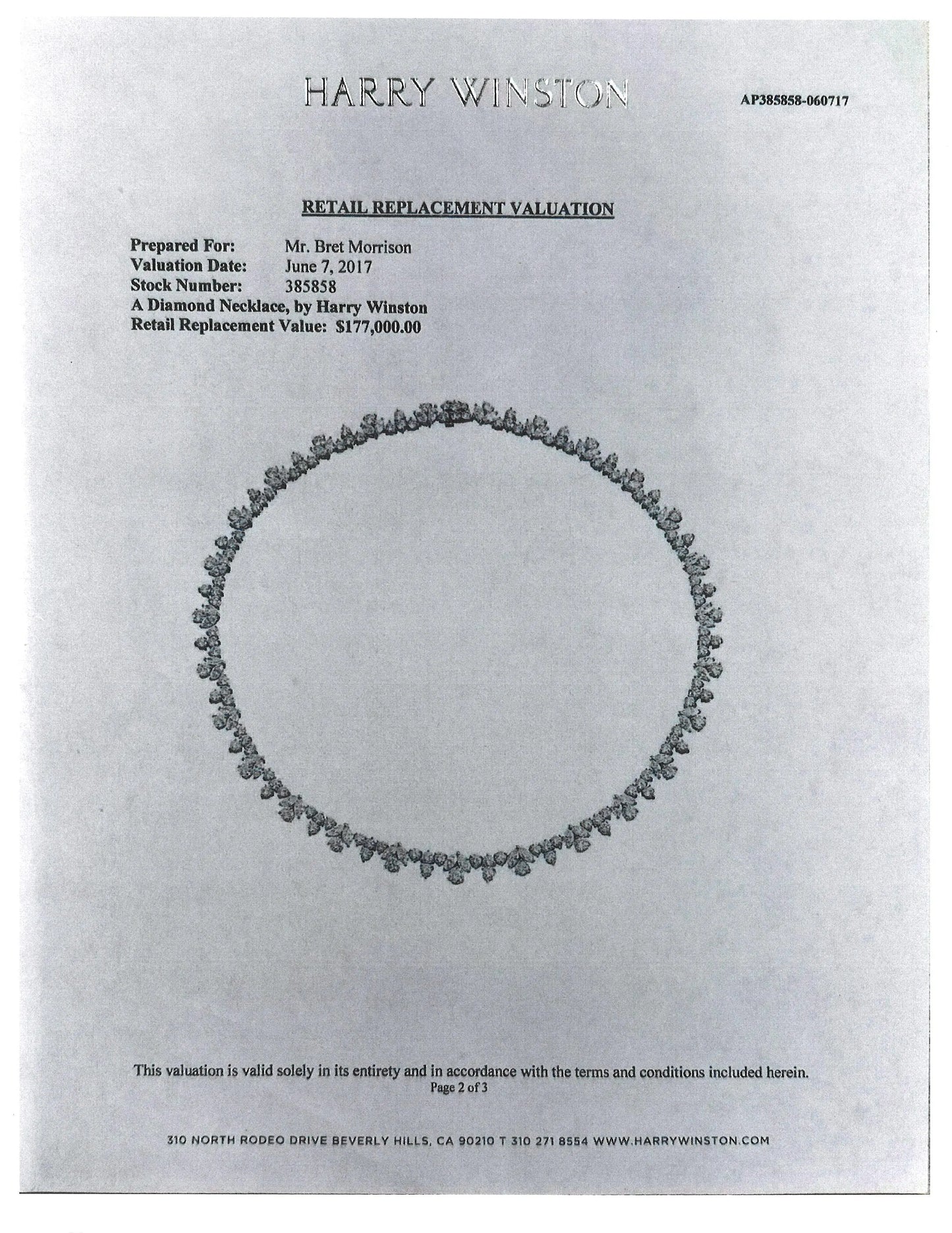 Harry Winston, Platinum Diamond Necklace, Valuation
