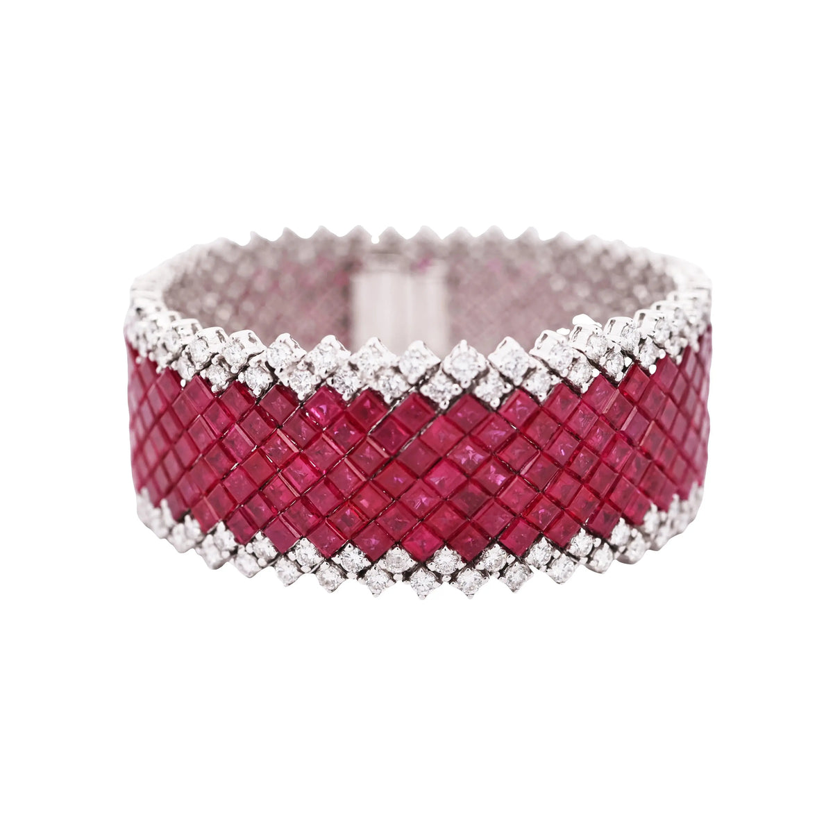 18K Gold Invisible-set Ruby Diamond Bracelet