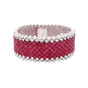 18K Gold Invisible-set Ruby Diamond Bracelet