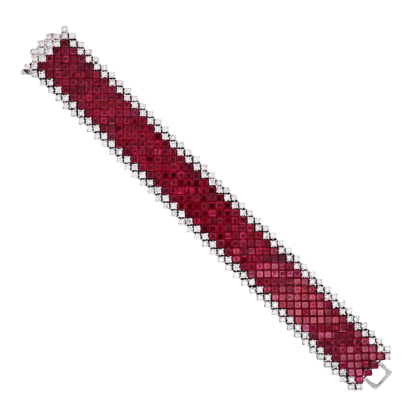 18K Gold Invisible-set Ruby Diamond Bracelet