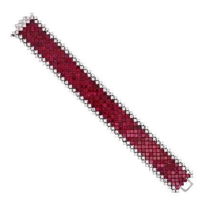 18K Gold Invisible-set Ruby Diamond Bracelet