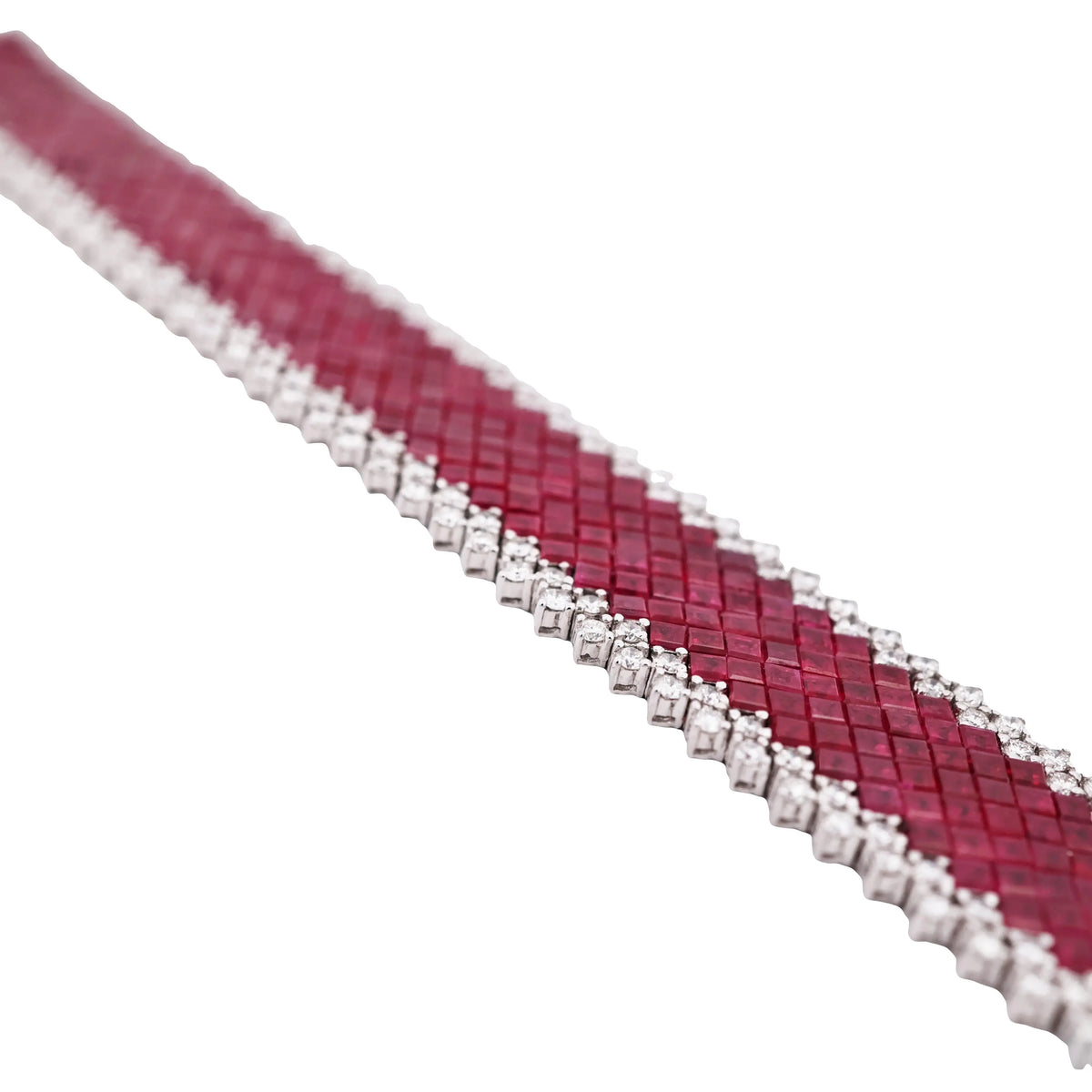 18K Gold Invisible-set Ruby Diamond Bracelet