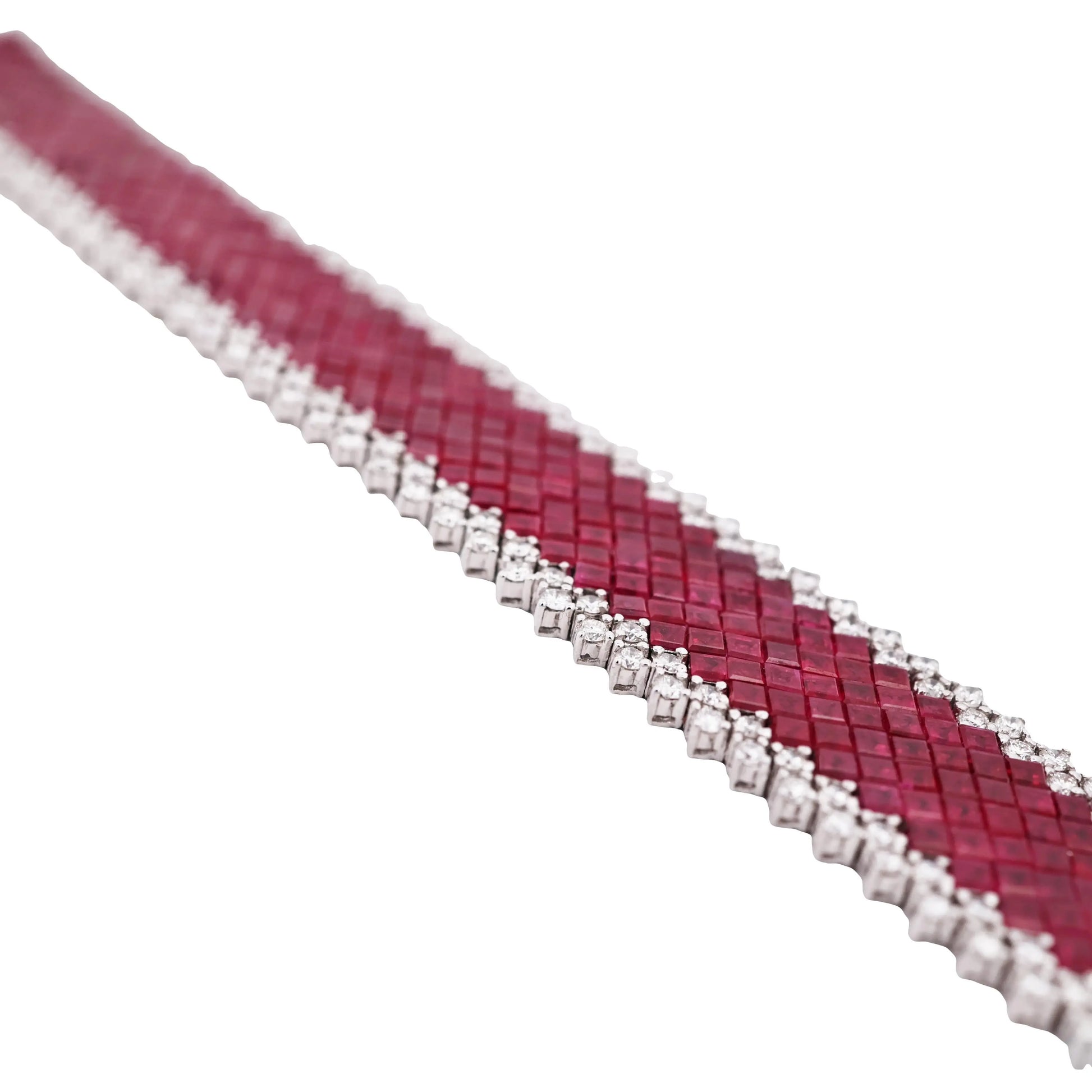 18K Gold Invisible-set Ruby Diamond Bracelet