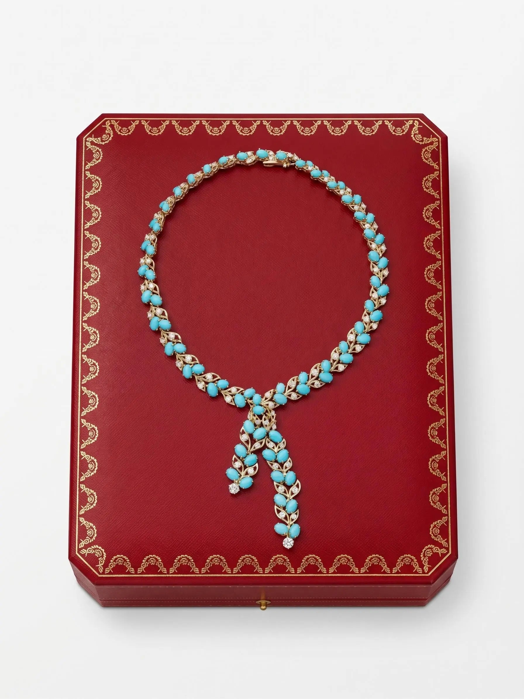Cartier, 18K Gold Turquoise Diamond Necklace, IAJA