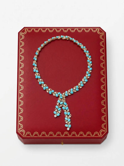 Cartier, 18K Gold Turquoise Diamond Necklace, IAJA