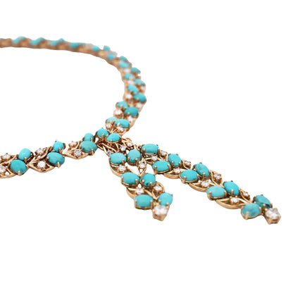 Cartier, 18K Gold Turquoise Diamond Necklace, IAJA