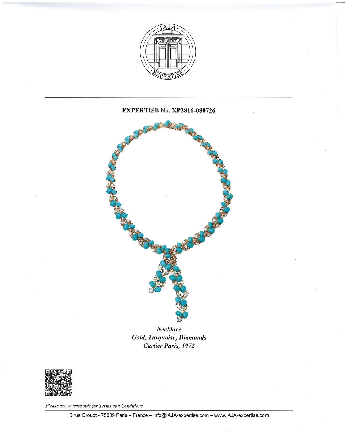 Cartier, 18K Gold Turquoise Diamond Necklace, IAJA