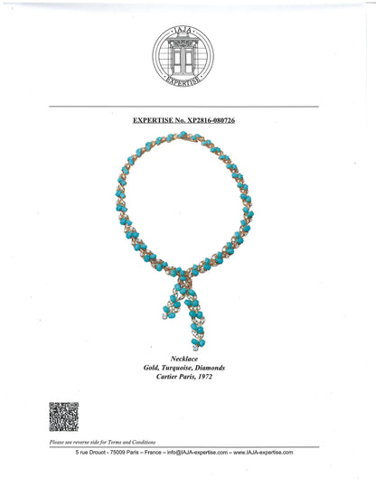 Cartier, 18K Gold Turquoise Diamond Necklace, IAJA
