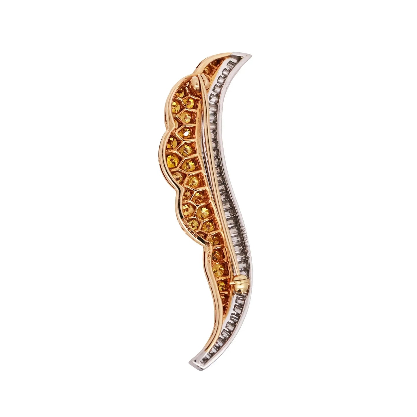 Oscar Heyman, Platinum 18K Gold Fancy Yellow Diamond Diamond Brooch, Certificate