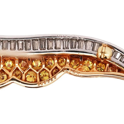 Oscar Heyman, Platinum 18K Gold Fancy Yellow Diamond Diamond Brooch, Certificate