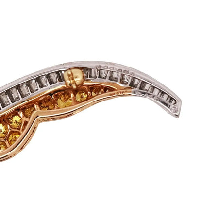 Oscar Heyman, Platinum 18K Gold Fancy Yellow Diamond Diamond Brooch, Certificate