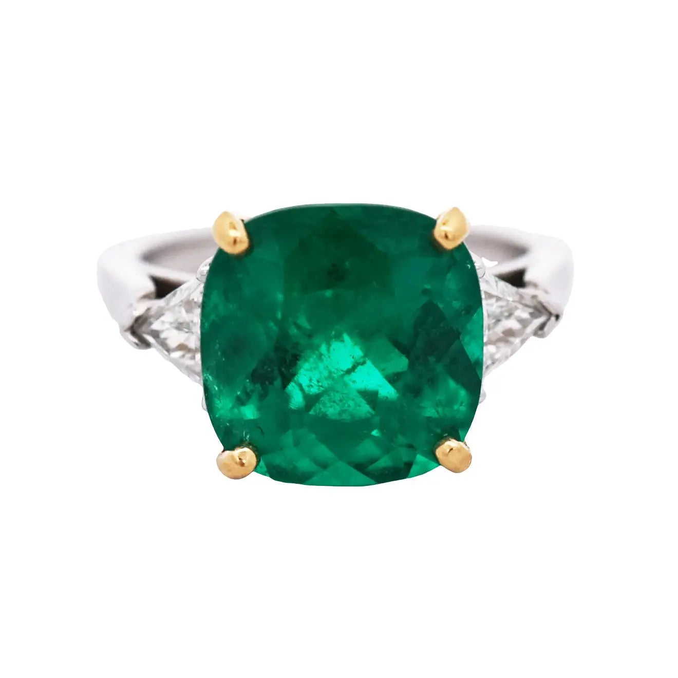 Oscar Heyman, Platinum 18K Gold 5.13ct Colombia Emerald Diamond Ring, Gubelin