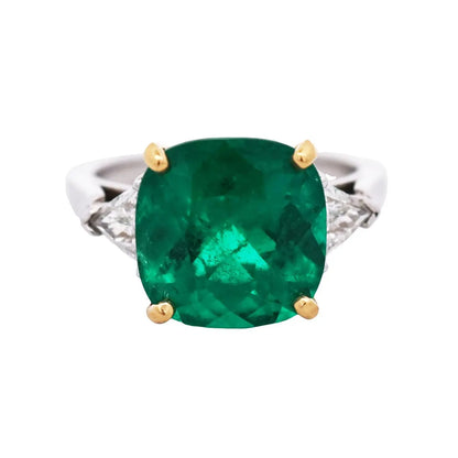 Oscar Heyman, Platinum 18K Gold 5.13ct Colombia Emerald Diamond Ring, Gubelin