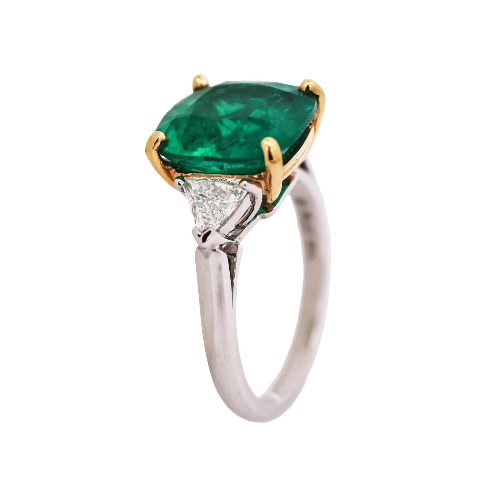Oscar Heyman, Platinum 18K Gold 5.13ct Colombia Emerald Diamond Ring, Gubelin