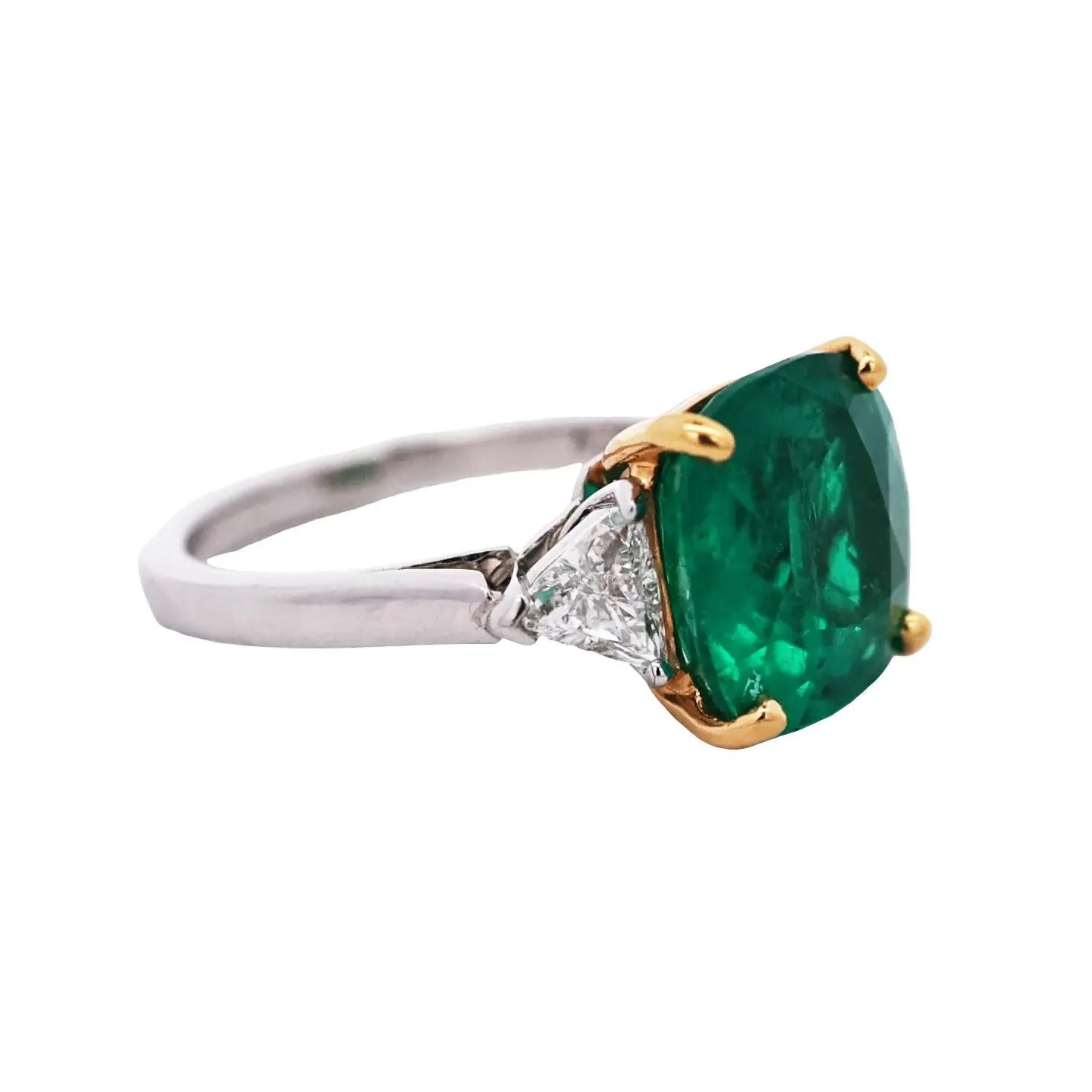 Oscar Heyman, Platinum 18K Gold 5.13ct Colombia Emerald Diamond Ring, Gubelin