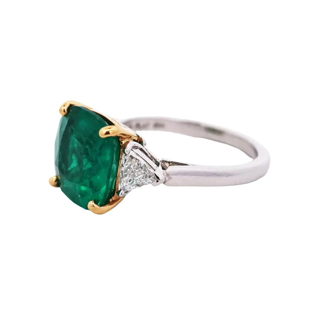 Oscar Heyman, Platinum 18K Gold 5.13ct Colombia Emerald Diamond Ring, Gubelin