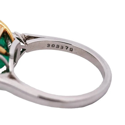 Oscar Heyman, Platinum 18K Gold 5.13ct Colombia Emerald Diamond Ring, Gubelin