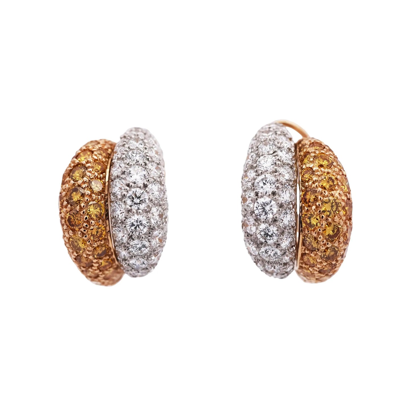 Oscar Heyman, Platinum 18K Gold Fancy Yellow Diamond Diamond Earrings