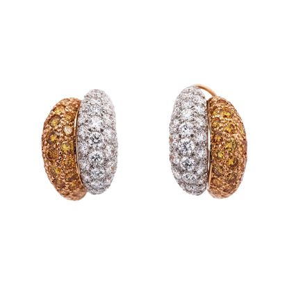 Oscar Heyman, Platinum 18K Gold Fancy Yellow Diamond Diamond Earrings