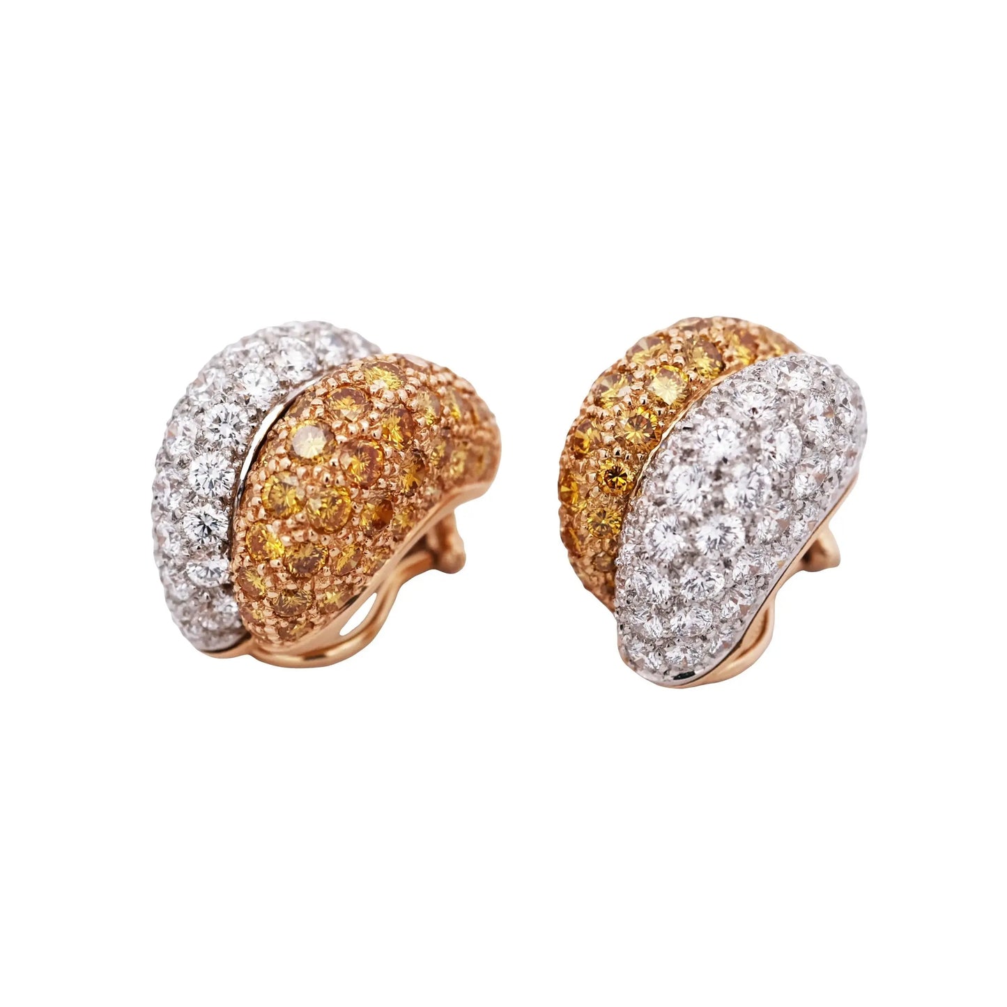 Oscar Heyman, Platinum 18K Gold Fancy Yellow Diamond Diamond Earrings