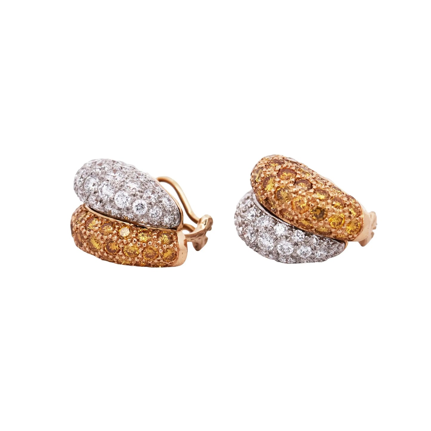 Oscar Heyman, Platinum 18K Gold Fancy Yellow Diamond Diamond Earrings