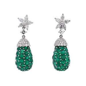 Oscar Heyman, Platinum Emerald Diamond Earrings