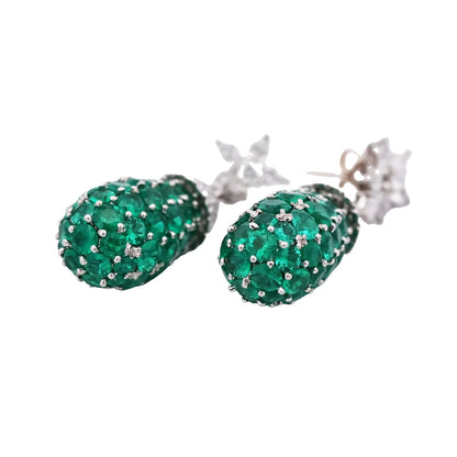 Oscar Heyman, Platinum Emerald Diamond Earrings