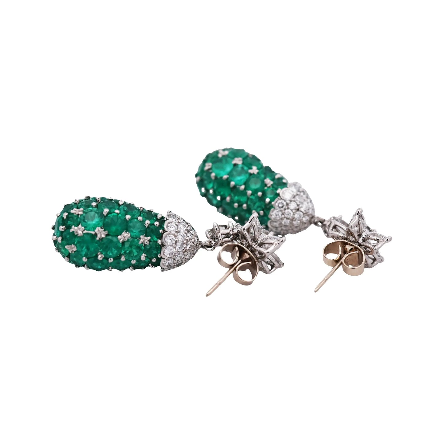 Oscar Heyman, Platinum Emerald Diamond Earrings