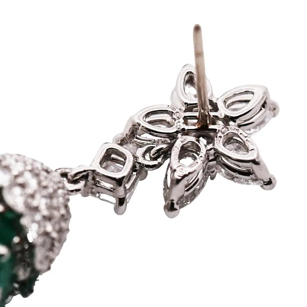 Oscar Heyman, Platinum Emerald Diamond Earrings