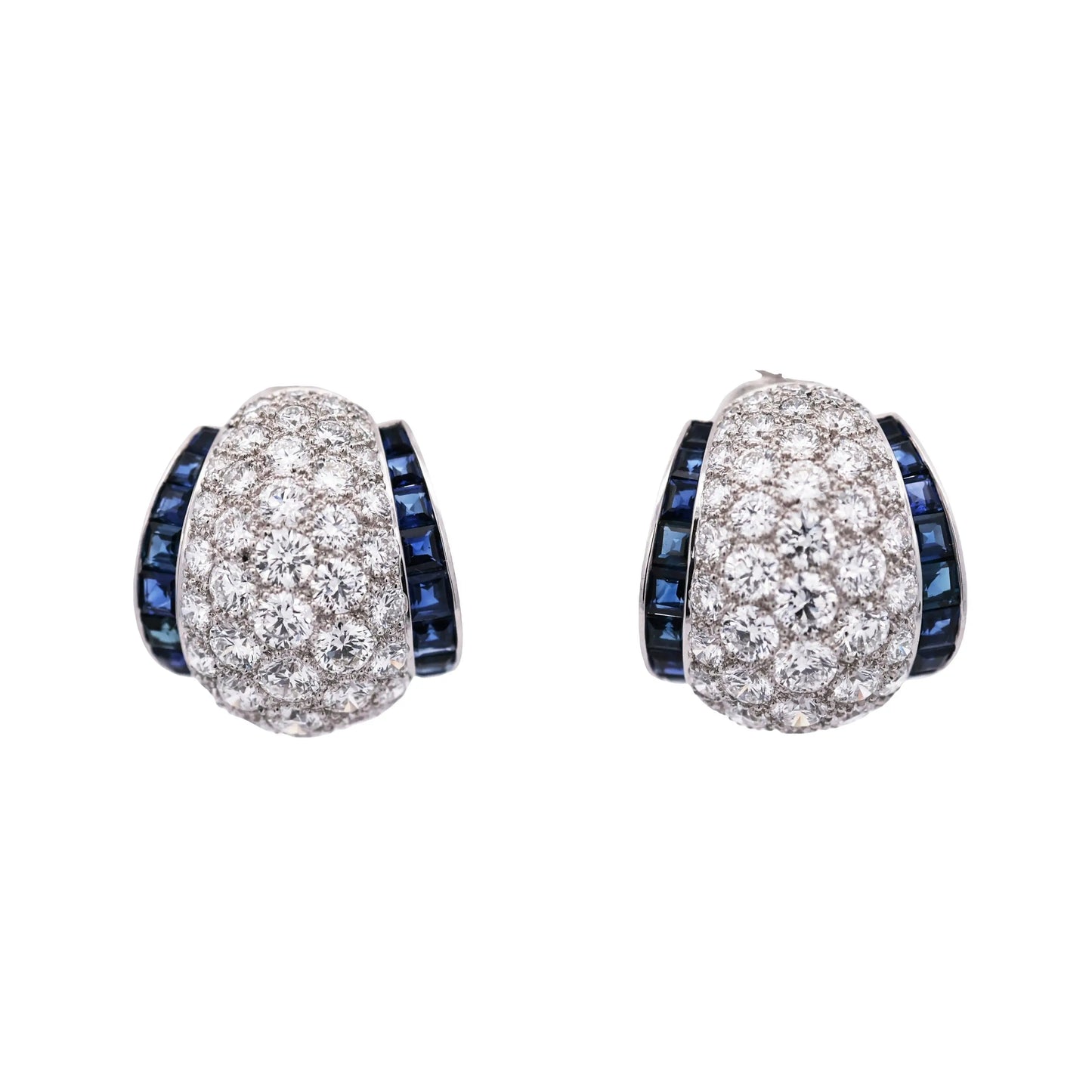 Oscar Heyman, Platinum Sapphire Diamond Earrings