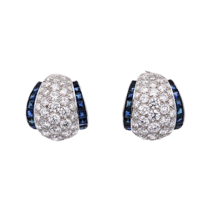 Oscar Heyman, Platinum Sapphire Diamond Earrings