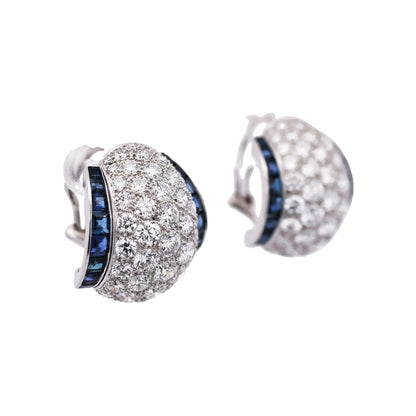 Oscar Heyman, Platinum Sapphire Diamond Earrings