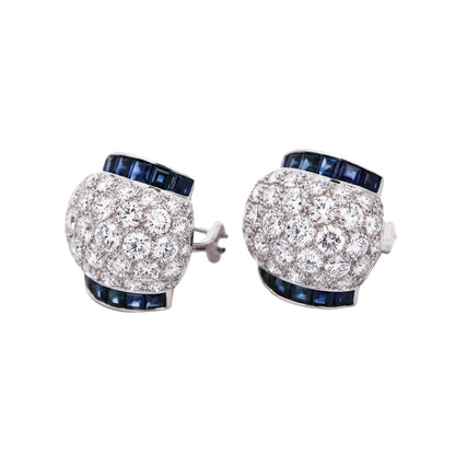 Oscar Heyman, Platinum Sapphire Diamond Earrings