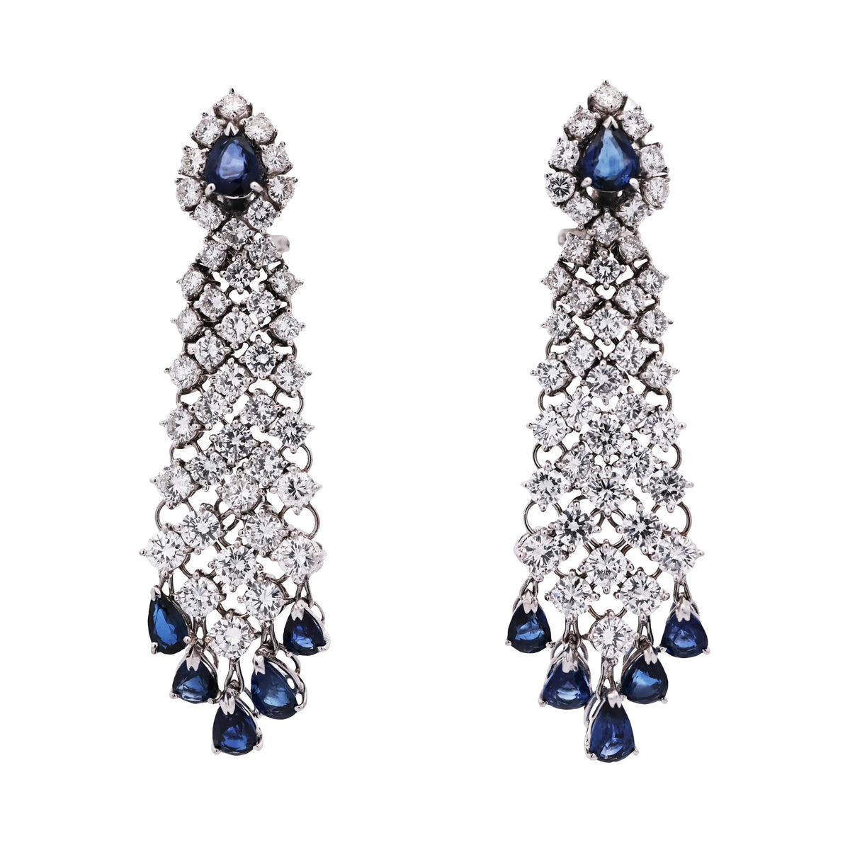 14K Gold Sapphire Diamond Earrings