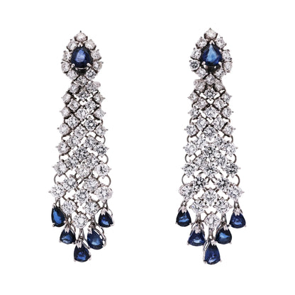 14K Gold Sapphire Diamond Earrings